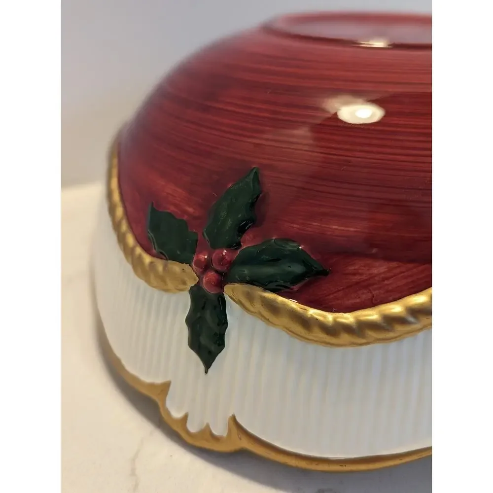 Fitz And Floyd Vintage 1989 Old Tyme Christmas Ceramic Bowl Holiday Home Decor